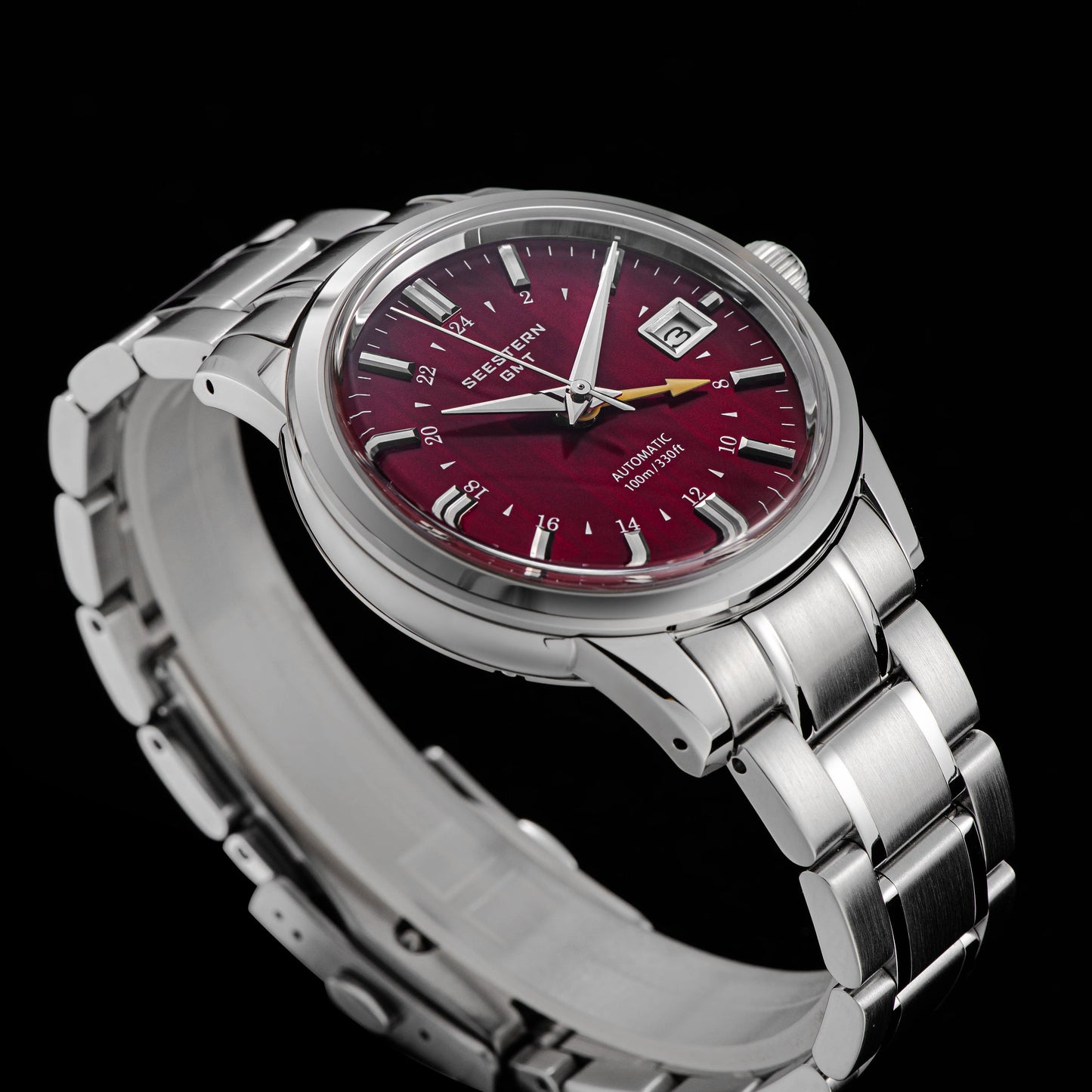 Seestern S446 GMT Watch Red Dial (Seiko NH34 GMT movement)