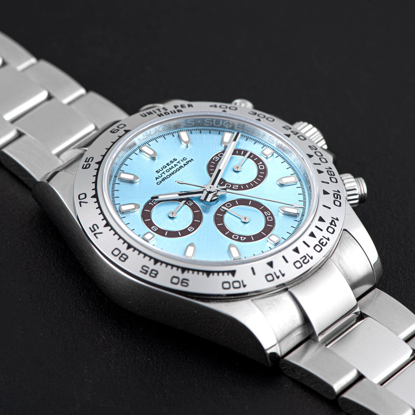 Top Chronometer Ice Blue Steel Bezel Chronograph SU003DAY